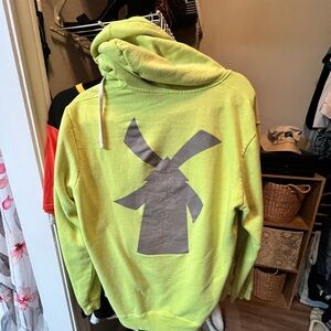 Men's Lime Green Hoodie with Gray Graphic